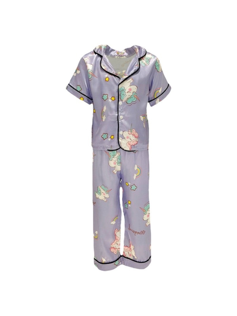 Lola and the Boys Lavender Unicorn Short-Sleeve Pajama Set